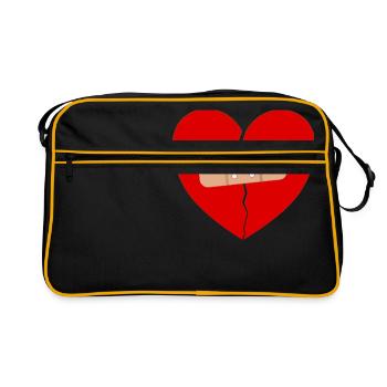 Broken heart plaster love gift sadness - Retro Bag - black/gold - Front