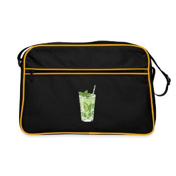 Illustration de Mojito à la menthe au citron vert - Sac Retro - noir/or - Devant