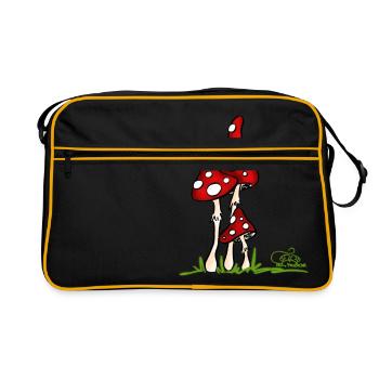 Muchotravky - Toadstools - Retro Bag - black/gold - Front