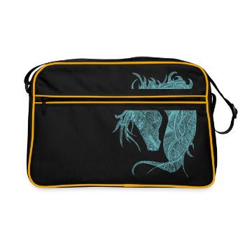 Chevaux Tête Zentangle Turquoise - Sac Retro - noir/or - Devant