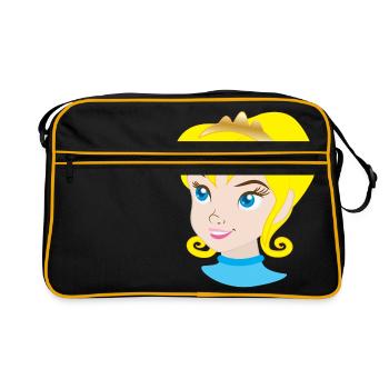 Pretty blonde princess in royal crown - Retro Bag - black/gold - Front
