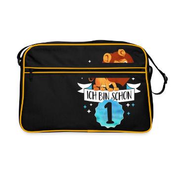 Ich bin schon 1 - Ich bin schon ein Jahr alt -Baby - Retro Tasche - Schwarz/Gold - Vorne
