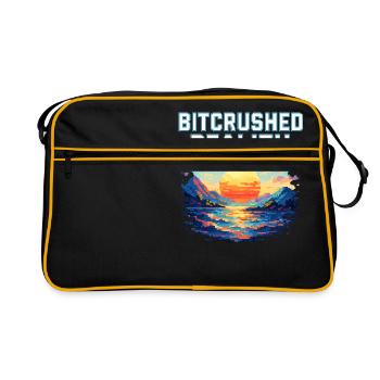 Bitcrushed Reality – Coucher de soleil dans Glitch - Sac Retro - noir/or - Devant