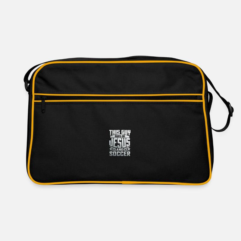 This Guy Runs On Jesus And Soccer Retro Tasche