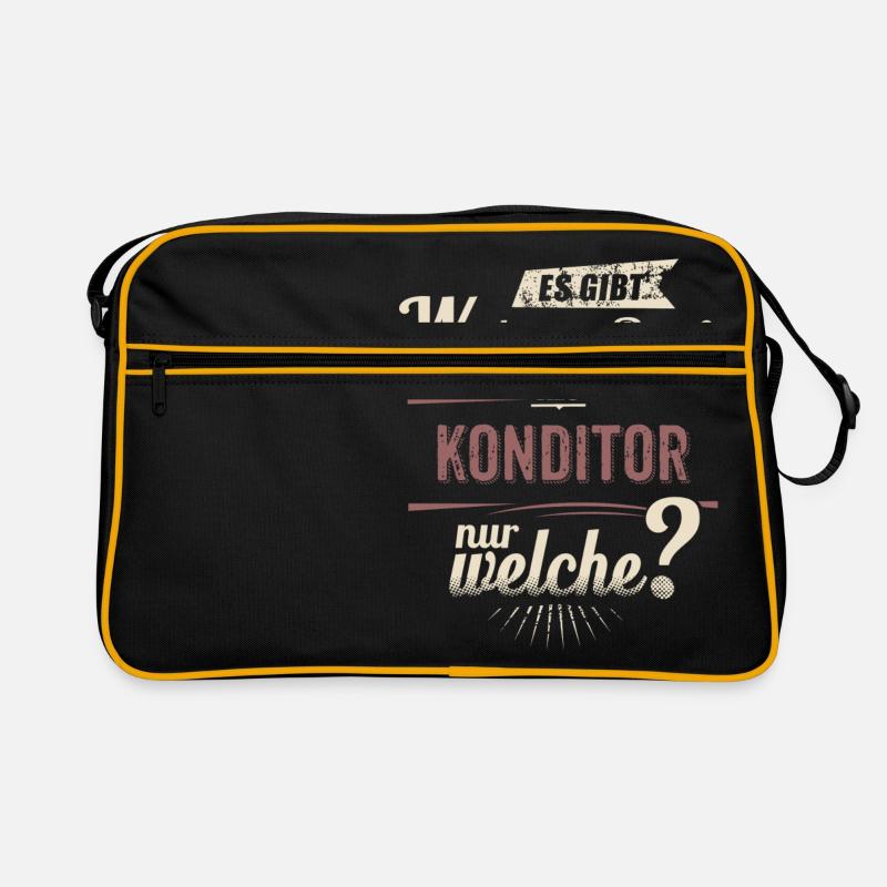 Wichtigere Berufe als - Konditor - rot retro - - Retro Tasche - Schwarz/Gold