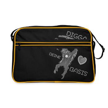 DIGGA CHILL MAL DEINE BASIS - Retro Tasche - Schwarz/Gold - Vorne