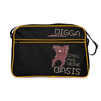 DIGGA CHILL MAL DEINE BASIS - Retro Tasche - Schwarz/Gold - Vorne