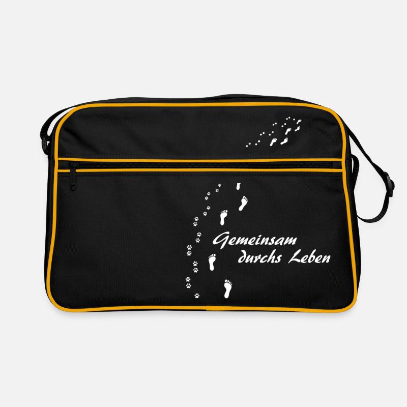 Gemeinsam durchs Leben weiss - Retro Tasche - Schwarz/Gold