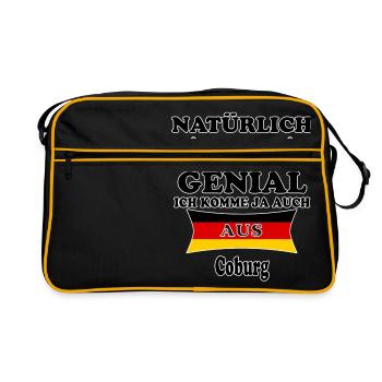 Geschenk Genial komme aus Coburg - Retro Tasche - Schwarz/Gold - Vorne