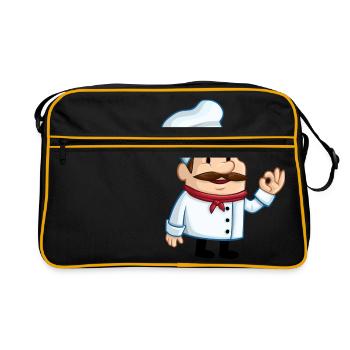 chef chef baker baecker kitchen kitchen kitchen1 - Retro Bag - black/gold - Front