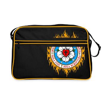 Brennen für die Ideen der Reformation - Retro Tasche - Schwarz/Gold - Vorne