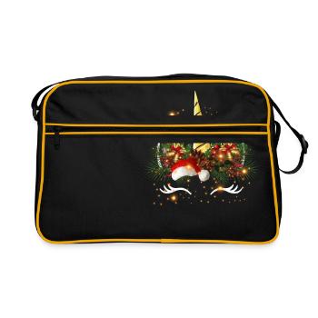 Licorne de Noël - Sac Retro - noir/or - Devant