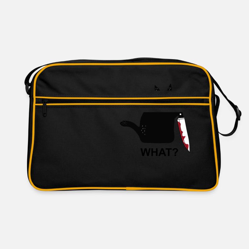 Katze mit Messer- Cat with Knife - Retro Bag - black/gold