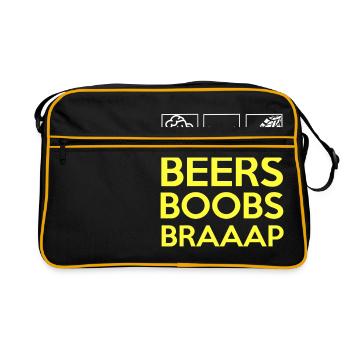 Beers boobs braaap - Sac Retro - noir/or - Devant
