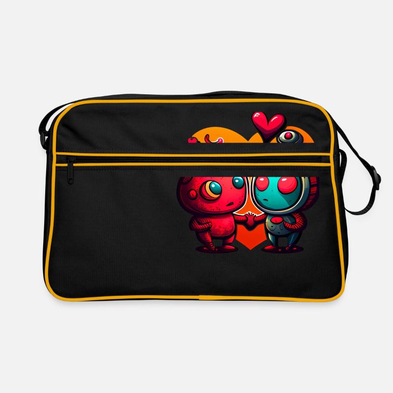 Les robots de la Saint-Valentin adorent #love Sac Retro