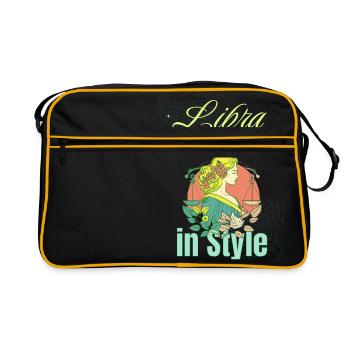 Zodiac Horoscope Astrology Constellations Libra - Retro Tasche - Schwarz/Gold - Vorne