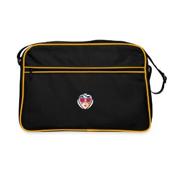 Femme aux roses, lunettes en forme de cœur, amour rétro - Sac Retro - noir/or - Devant