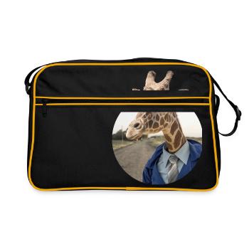 Giraffe im Anzug - Retro Tasche - Schwarz/Gold - Vorne
