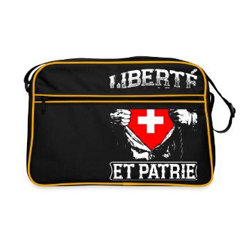 Liberté et Patrie - Schweiz - Retro Tasche - Schwarz/Gold - Vorne