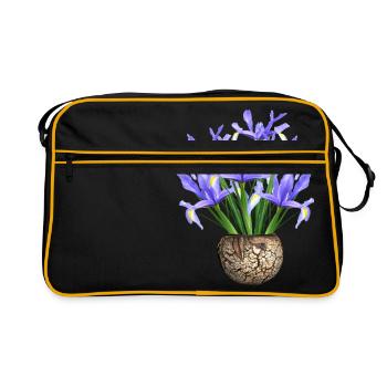 flowers lilies tulips orchids sunflower dahlia ger - Retro Tasche - Schwarz/Gold - Vorne