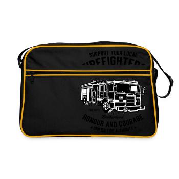 POMPIERS CAMION - Conception de camion de pompiers shirt - Sac Retro - noir/or - Devant