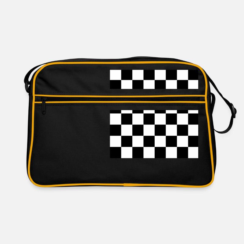 Schachbrettmuster - Retro Tasche - Schwarz/Gold