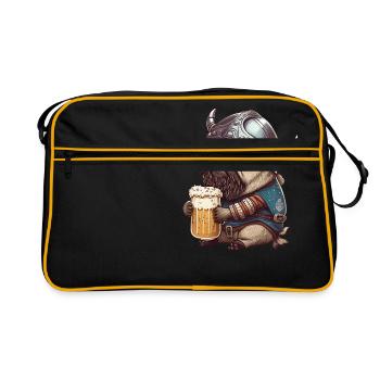 Pug in Viking mode - Retro Bag - black/gold - Front