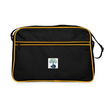 Sleeper cat under tree swirl - Retro Bag - black/gold - Front