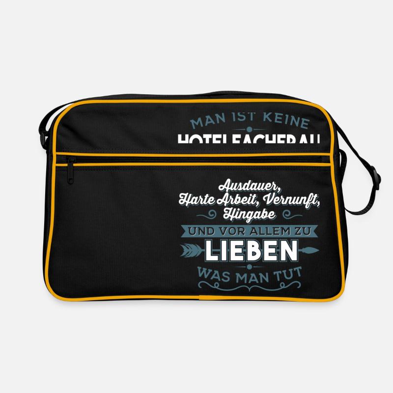 Lieben was man tut - Hotelfachfrau - Retro Tasche - Schwarz/Gold