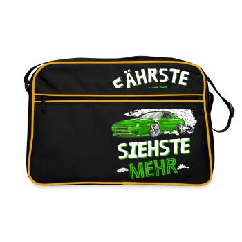 Fährste Quer siehste Mehr - Retro Tasche - Schwarz/Gold - Vorne
