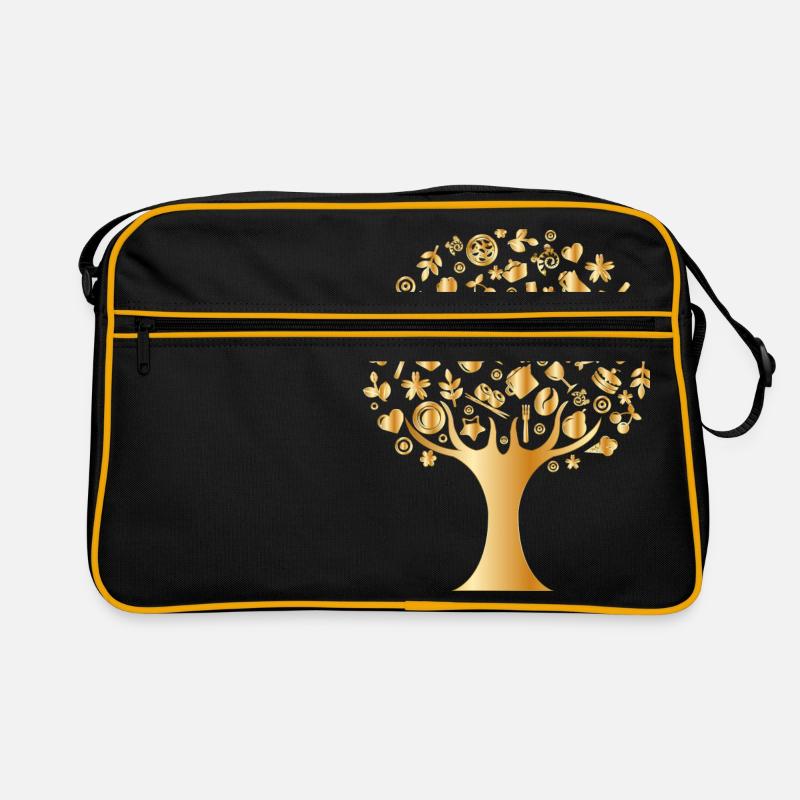 Lebensbaum - Retro Tasche - Schwarz/Gold
