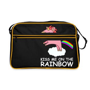 me baiser sur l'arc en ciel licorne arc-en-mignon - Sac Retro - noir/or - Devant