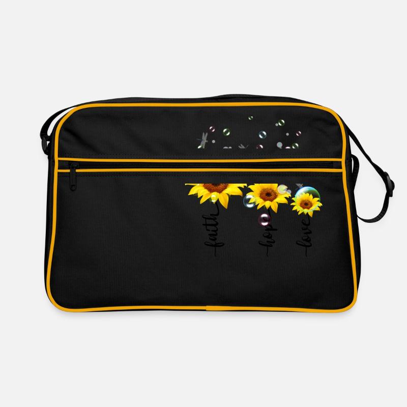 Glaube Hoffnung Liebe - Retro Tasche - Schwarz/Gold
