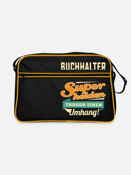 Superhelden Umhang - Buchhalter - RAHMENLOS Beruf - Retro Tasche - Schwarz/Gold - Vorne