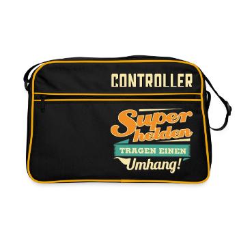 Superhelden Umhang - Controller - RAHMENLOS Beruf - Retro Tasche - Schwarz/Gold - Vorne