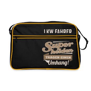 Superhelden in Sepia - LKW Fahrer - RAHMENLOS - Retro Tasche - Schwarz/Gold - Vorne