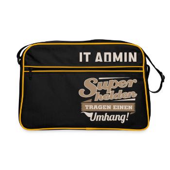 Superhelden in Sepia - IT Admin - RAHMENLOS Beruf - Retro Tasche - Schwarz/Gold - Vorne