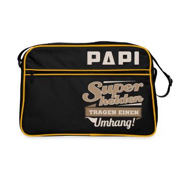 Superhelden tragen Sepia Familie - Papi - - Retro Tasche - Schwarz/Gold - Vorne