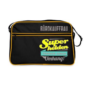 NEON Design für Superhelden - Bürokauffrau - - Retro Tasche - Schwarz/Gold - Vorne