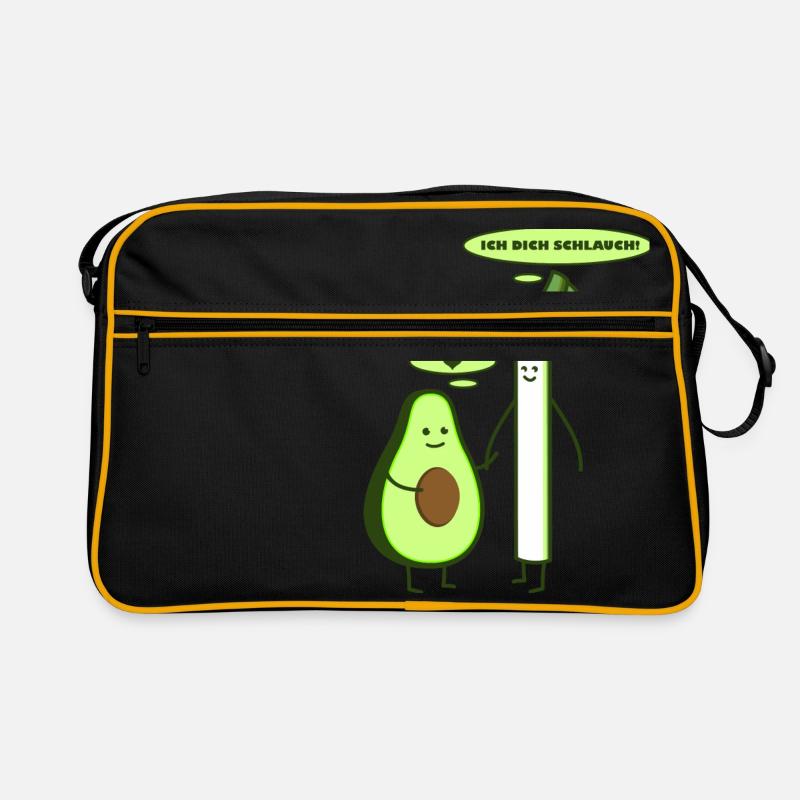 Lauch und Avocado - Retro Tasche - Schwarz/Gold