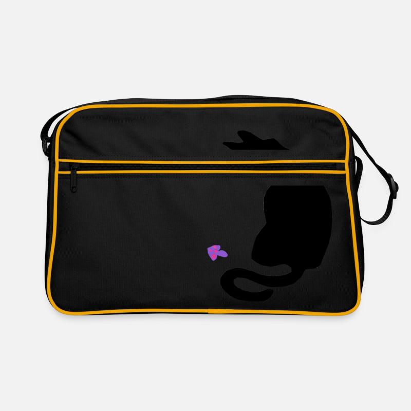 Katze - Retro Tasche - Schwarz/Gold