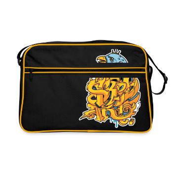 Graffiti street art with eagle and crown - Retro Bag - black/gold - Front