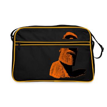 Moai Orange - Retro Tasche - Schwarz/Gold - Vorne