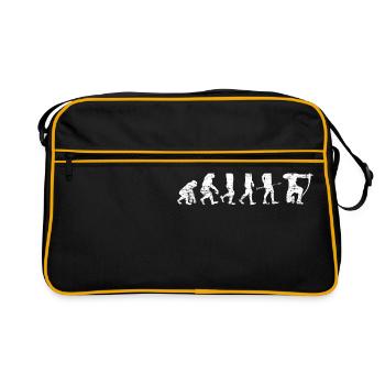 Evolution Bogenschießen Geschenk - Retro Tasche - Schwarz/Gold - Vorne
