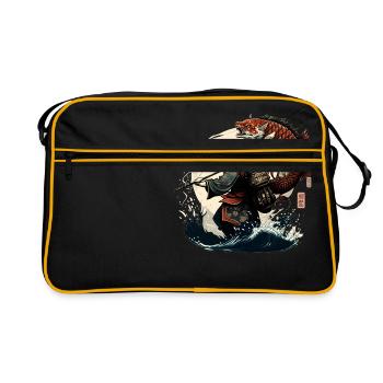 guerrier japonais attrape un gros poisson - Sac Retro - noir/or - Devant