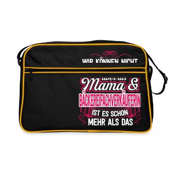 Bäckereifachverkäuferin Bäckerin Geschenk Mama - Retro Tasche - Schwarz/Gold - Vorne