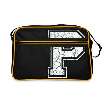 Un caractère P dans blanc in Used Look - Sac Retro - noir/or - Devant