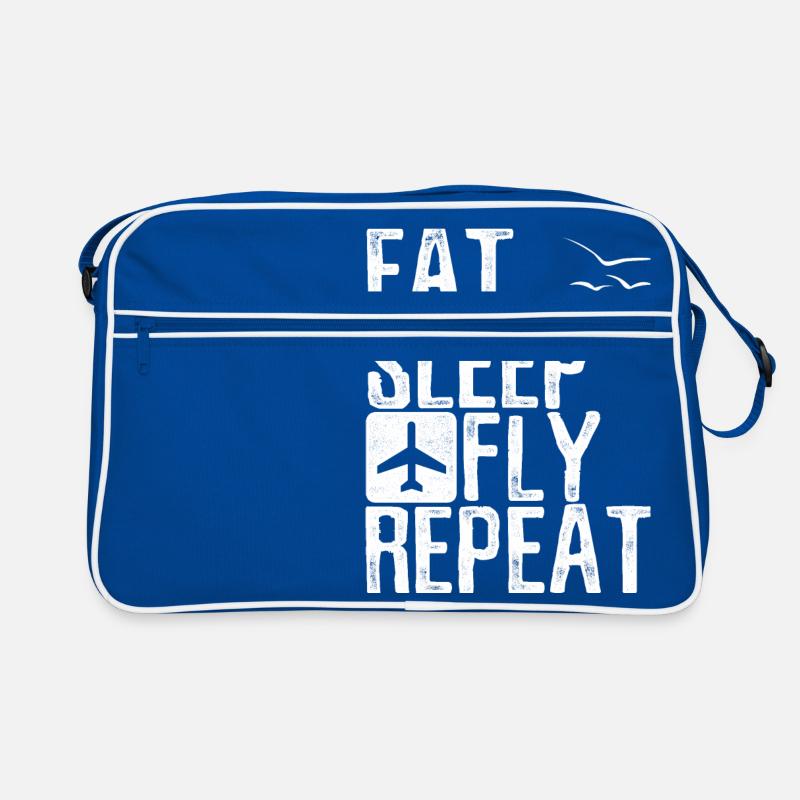 Eat Sleep Fly Repeat Pilot Geschenk Retro Tasche