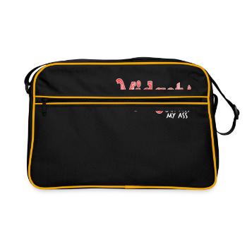 "Midget Can Kiss My Ass" Funny and naughty tee - Retro Bag - black/gold - Front