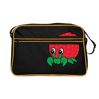 Cute unique and luscious "Strawberry Crab" tee - Retro Bag - black/gold - Front